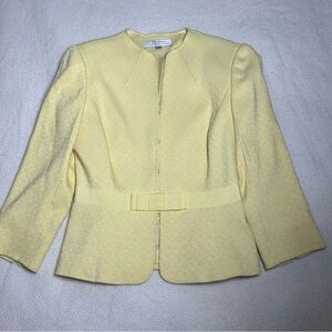 Tahari Arthur Levine Tweed Blazer Jacket Pale Yellow Women’s Size 2 Career Work
